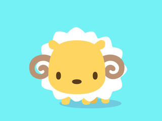 ヒツジのイラスト　スカイブルー