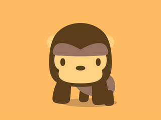 ゴリラのイラスト　オレンジ