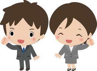 意気込む新入社員の男女