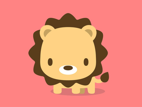 ライオンのイラスト　レッド