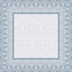 Ornamental frame on pattern background. Abstract design