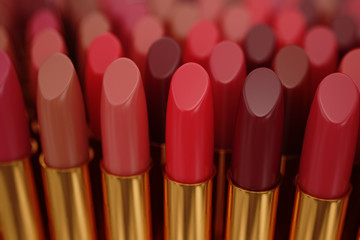 Lipsticks in an row.