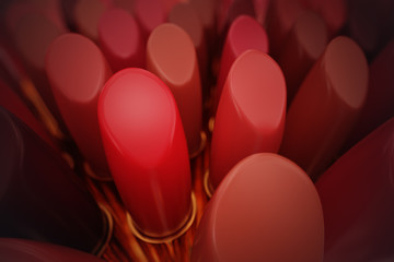 Lipsticks in an row.