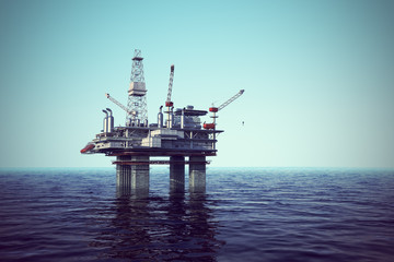 Oil platform on sea.