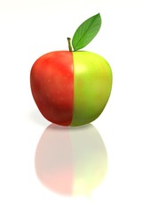 Apple half red - half green