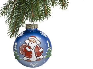Christmas-tree decorations on a white background