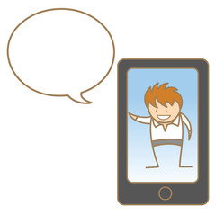 cartoon character of man talking on cellphone
