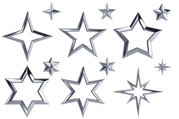 Golden stars collection isolated with clipping path