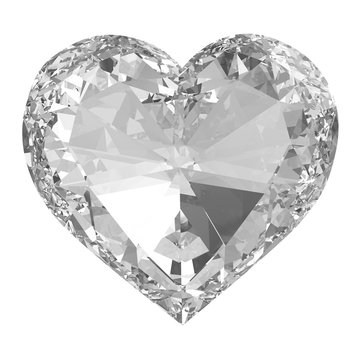 Diamond heart isolated with clipping path.
