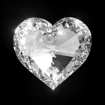Diamond heart isolated with clipping path.