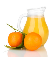 Full jug of orange juice, isolated on white