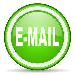 mail green glossy icon on white background