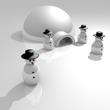 winter scene with snow man