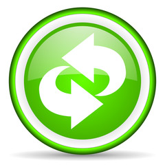 rotate green glossy icon on white background