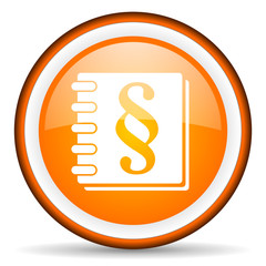law orange glossy icon on white background