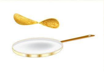 Poêle et sa crêpe bien cuite - Chandeleur