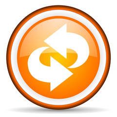 rotate orange glossy icon on white background