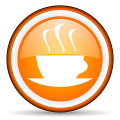 coffee orange glossy icon on white background