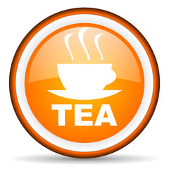 tea orange glossy icon on white background