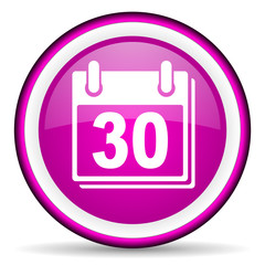 calendar violet glossy icon on white background