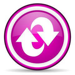 rotate violet glossy icon on white background
