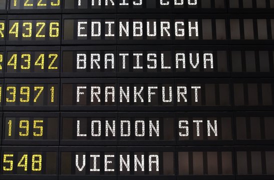 Flights in Europe - departure board