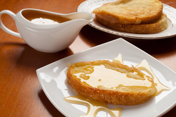 Delicious toast with honey