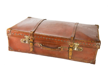 Old suitcase on a white background