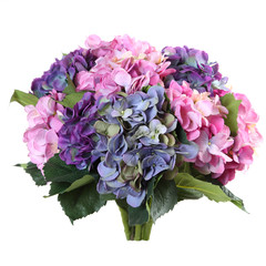 bouquet of artificial hydrangea on a white background