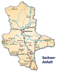 Landkarte von Sachsen-Anhalt mit Verkehrsnetz