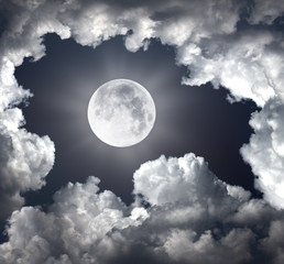 night sky with moon and clouds - 48568534
