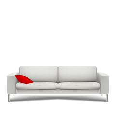 Sofa with red cushion