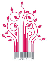 red branches with barcode