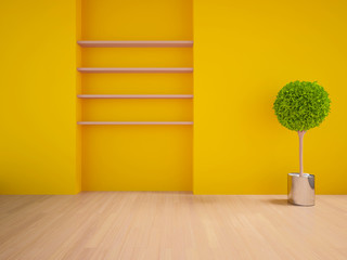 orange empty interior with tree