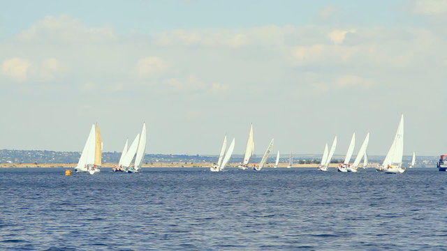 Sailing boats on the sea and blue sky