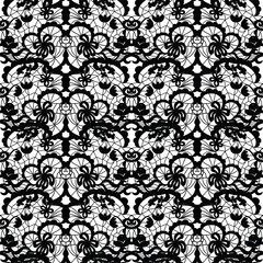 Lace vector fabric seamless  pattern with roses