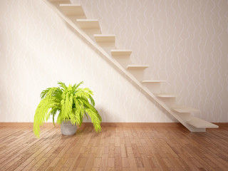 empty interior with a stairway