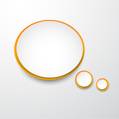 Paper white-orange round speech bubble.