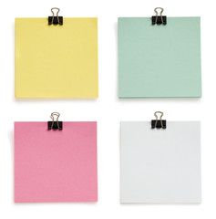 note paper and clip on white