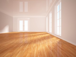 3d illustration of a white empty interior