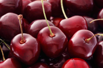 Basket of ripe sweet cherries, closeup, full frame