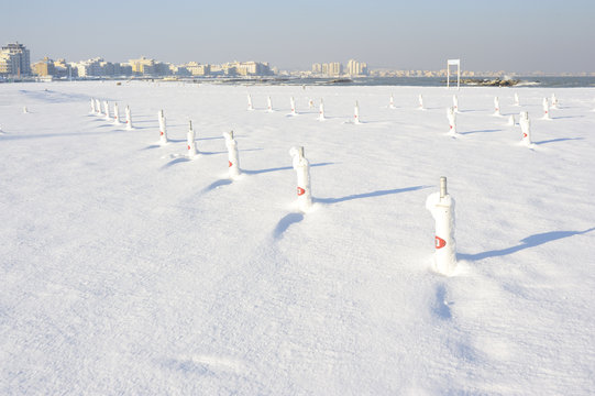 Snowy beach