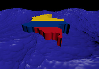 Colombia map flag in abstract ocean illustration