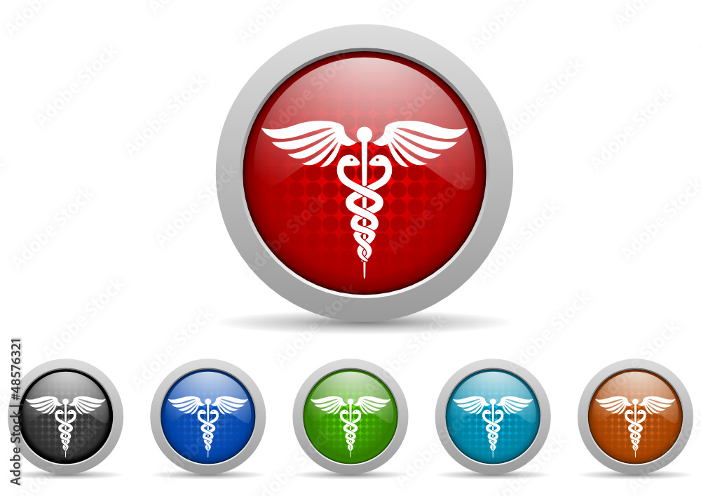 Poster caduceus vector icon set