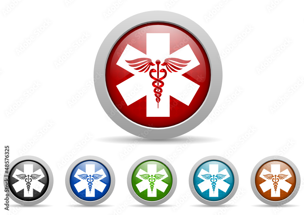 Poster caduceus vector icon set