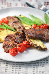 grilled meat tomato and pineapple