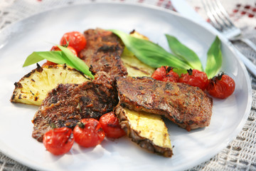 grilled meat tomato and pineapple