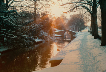 winter evening in town