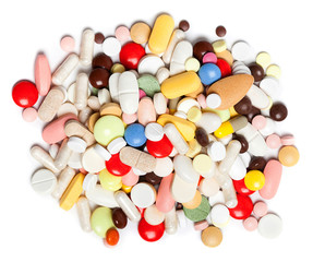 Colored pills, tablets and capsules