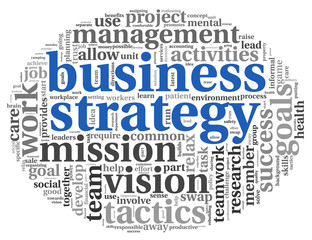 Business strategy concept in word tag cloud